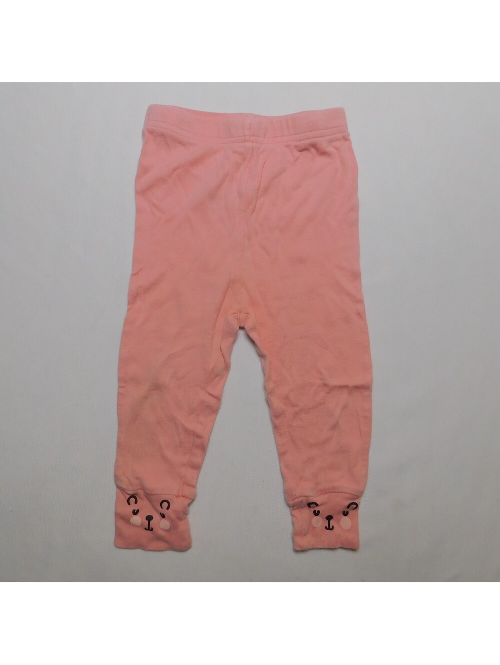 Gerber Baby Girl Organic Cotton Leggings 12M 12 Months Pink Pants Bear Face Cuff